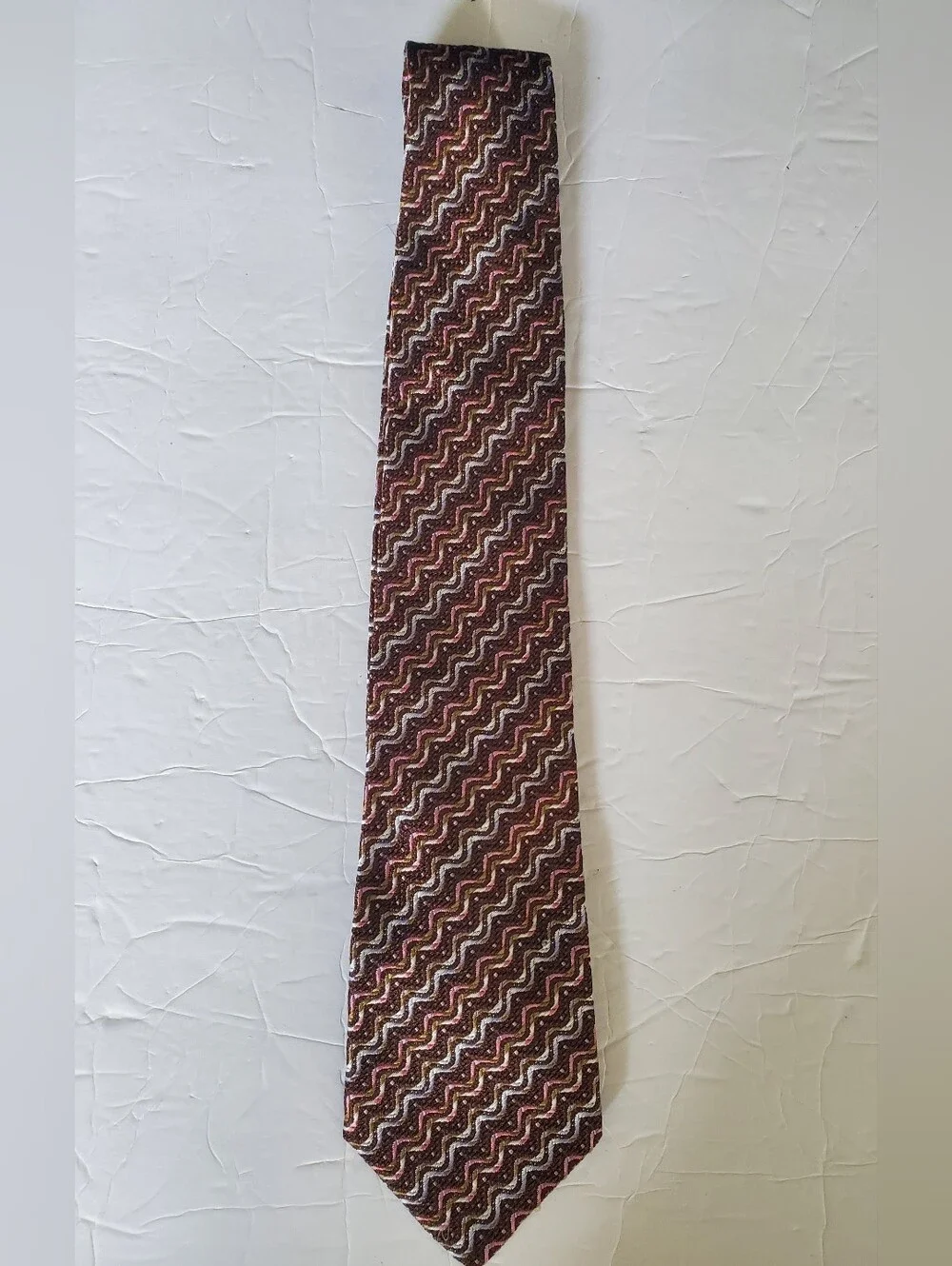 Missoni Designer Necktie Cravatte Multicolor Chevron 100% Silk Made In Italy